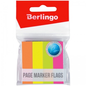 Клейкие закладки бумажные Berlingo, 4 цвета неон по 100л., 12х50мм (LSz_50124)