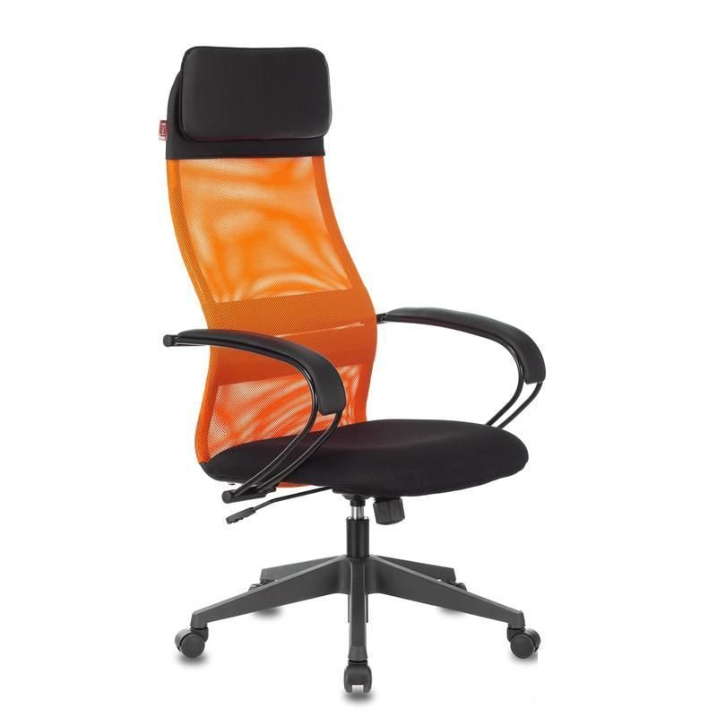 Кресло руководителя Easy Chair 655 TTW, сетка/кожзам черный/оранжевый, пластик