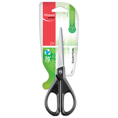 Ножницы Maped Essentials Green 170мм, симметричные ручки, остроконечные (468010), 24шт.