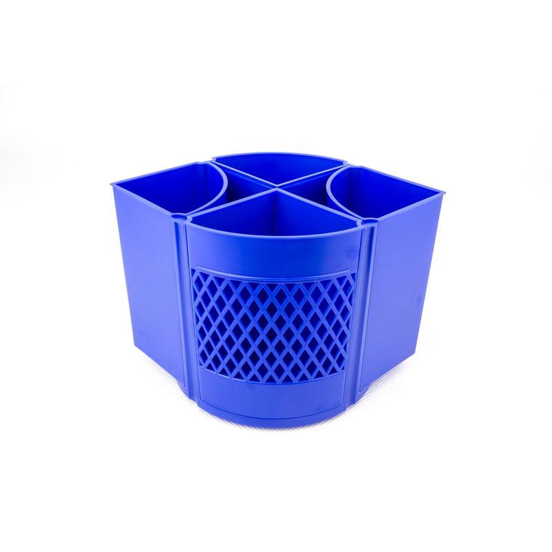 Настольный набор пластиковый вращающийся Attache Квартет (15 предметов) синий, 8 отделений, 8 уп.