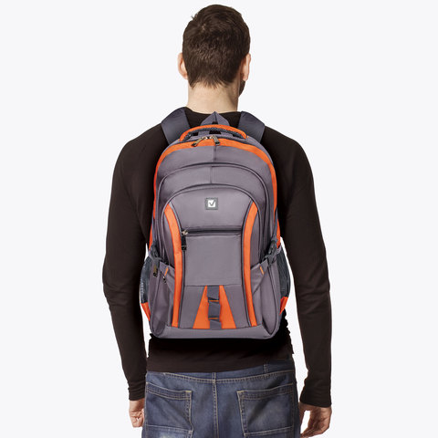 Рюкзак молодежный Brauberg SpeedWay 2 (25л., 460x320x190мм) серо-оранжевый (224448)