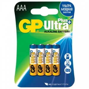 Батарейка GP Ultra Plus AAA/LR03 (1.5 В) алкалиновая (блистер, 4шт.) (24AUP-2CR4)