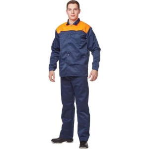 Спец.одежда летняя Костюм мужской л16-КБР, куртка/брюки, синий/оранжевый (размер 64-66, рост 158-164)