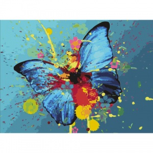 Картина по номерам Остров сокровищ "Голубая бабочка", 40х50см, на подрамнике, акриловые краски, 3 кисти (662486)
