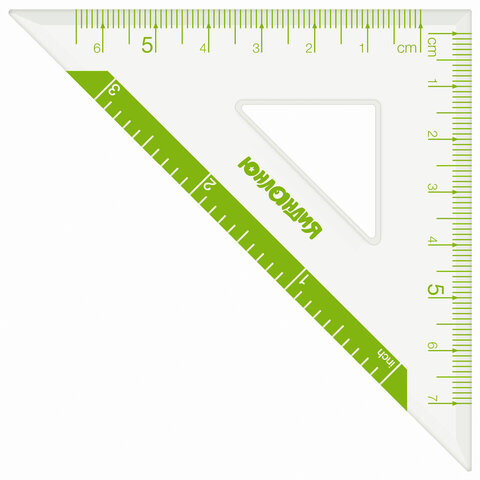 Набор чертежный малый Юнландия &quot;Геометрия&quot; (треугольники 2шт., линейка 18см, транспортир), зеленая шкала, 8 уп. (210740)
