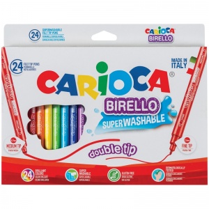 Набор фломастеров 24 цвета Carioca Birello (линия 1-4,7мм, двусторонние, суперсмываемые) (41521)