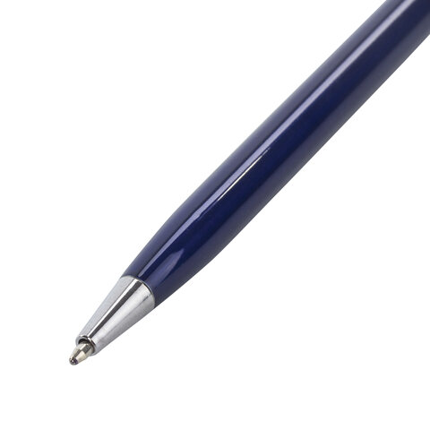 Ручка шариковая автоматическая Brauberg Delicate Blue (бизнес-класса, корпус синий, серебристые детали, синий цвет чернил) 1шт. (141400)