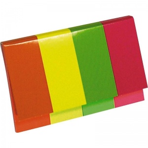 Клейкие закладки бумажные Kores Index Stripes, 4 цвета неон по 50л., 20х50мм (45104)