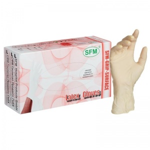 Перчатки одноразовые латексные смотровые SFM, нестерильные, неопудренные, бежевые, размер XL, 45 пар в упаковке, 10 уп.