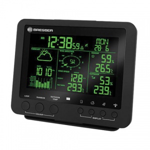 Метеостанция Bresser 5-в-1, термодатчик, гигрометр, барометр, ветромер, дождемер, будильник, черный (73260)