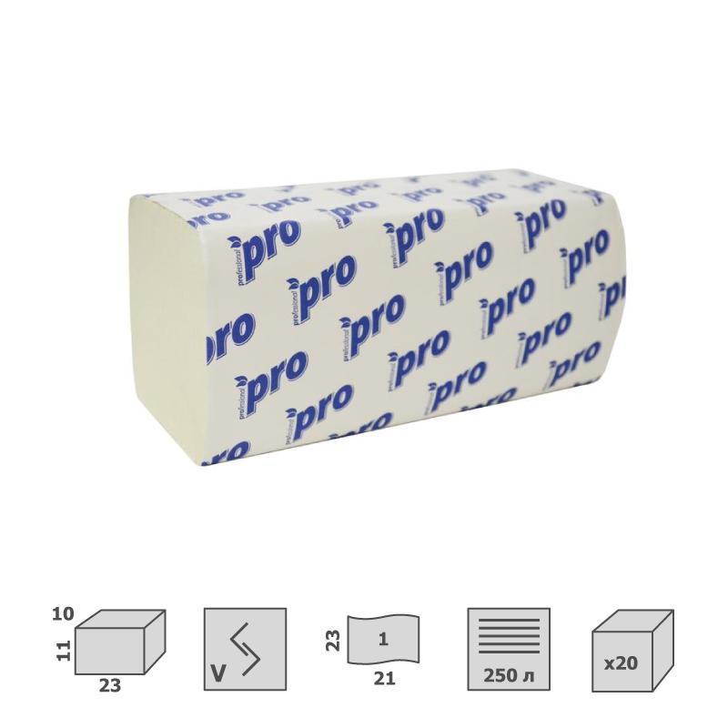 Полотенца бумажные для держателя 1-слойные Pro, листовые V(ZZ)-сложения, 20 пачек по 250 листов (C193)