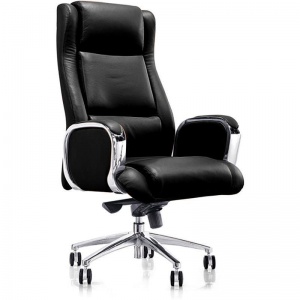 Кресло руководителя Easy Chair 545 ML, кожа черная, хром