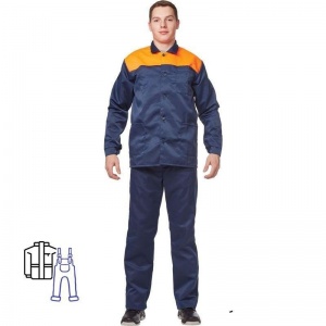 Спец.одежда летняя Костюм мужской л16-КПК, куртка/полукомбинезон, синий/оранжевый (размер 64-66, рост 182-188)