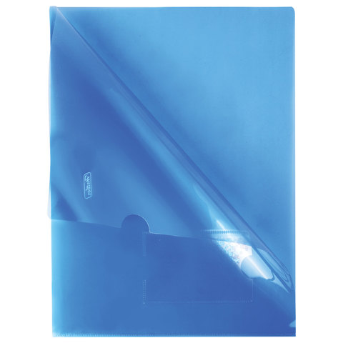 Папка-уголок Hatber (А4, 180мкм, пластик, с карманом для визитки) синий (AGкм4 00102, V246955), 20шт.