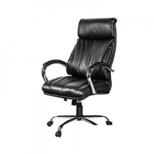 Кресло руководителя Easy Chair 516 RT, рециклированная кожа черная, хром