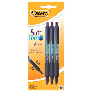 Набор автоматических шариковых ручек BIC Soft Feel Fine (0.8мм, синий цвет чернил) блистер, 3шт., 5 уп. (893221)