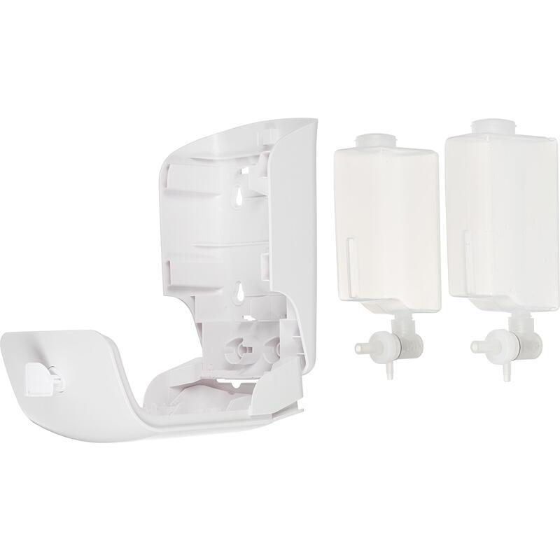 Диспенсер для жидкого мыла/геля/шампуня Luscan Professional Etalon, 2 камеры по 550мл, пластик белый