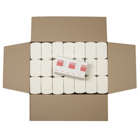 Полотенца бумажные для держателя 2-слойные Лайма H2 Premium, листовые Z-сложения, 21 пачка по 200 листов