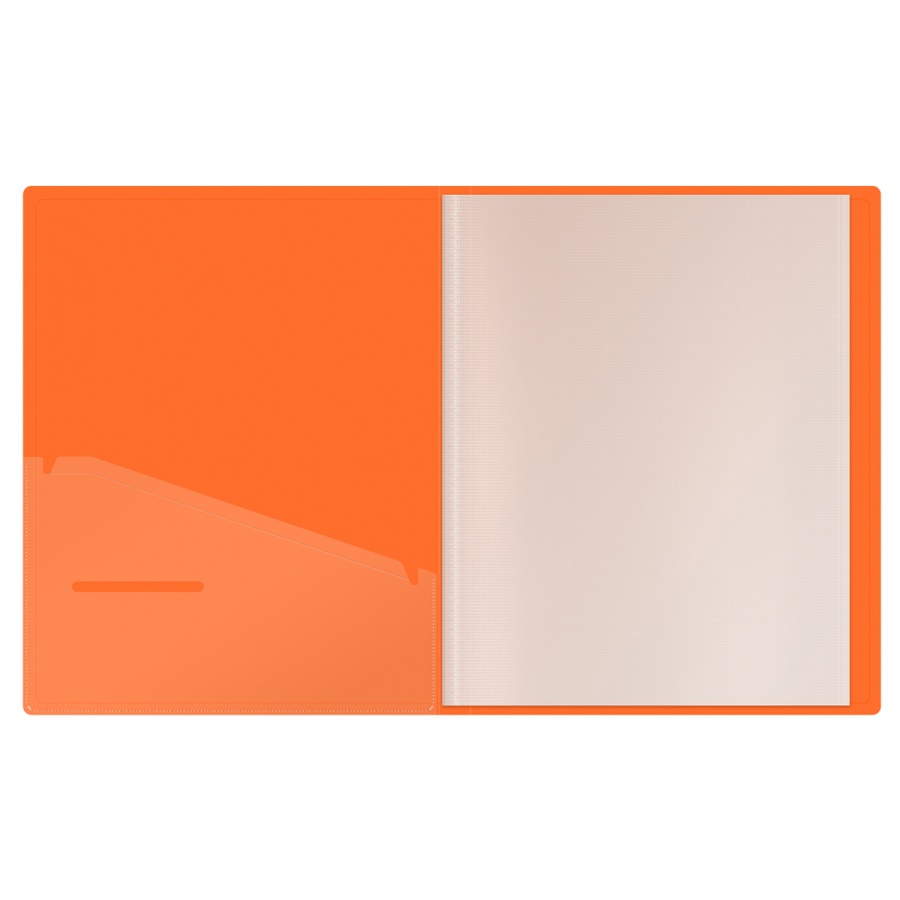 Папка файловая 40 вкладышей Berlingo Neon (А4, пластик, 24мм, 1000мкм) оранжевый неон (DB4_40394)