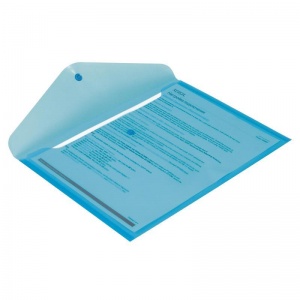 Папка-конверт на кнопке Attache (А4, 180мкм, до 120л., полипропилен) прозрачно-синяя