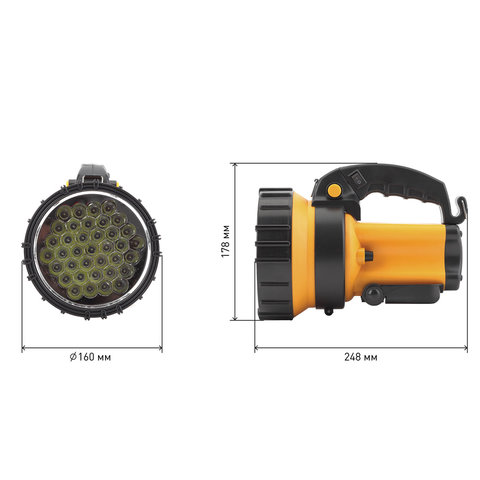 Фонарь-прожектор Эра PA-603 Альфа, аккумуляторный, пластик, черный/желтый (Б0031034)