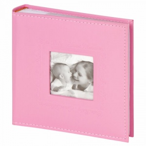 Фотоальбом Brauberg "Cute Baby", на 200 фото 10х15см, под кожу, бумажные страницы, бокс, розовый