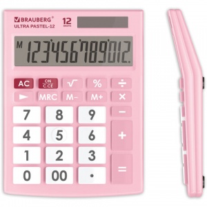 Калькулятор настольный Brauberg Ultra Pastel-12-PK (12-разрядный) розовый (250503), 20шт.