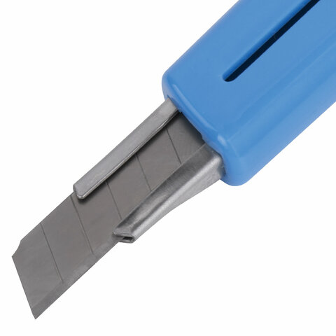 Нож канцелярский 9мм Brauberg &quot;Delta&quot;, автофиксатор, голубой (237086)
