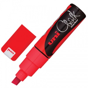 Маркер для окон и стекла Uni Chalk (8мм, смываемый, на меловой основе, красный) (PWE-8K RED)