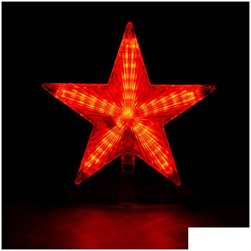 Верхушка пластиковая &quot;Звезда&quot; красная, с мигающей подсветкой 20х20см (55086)