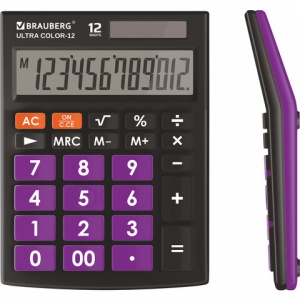 Калькулятор настольный Brauberg Ultra Color-12-BKPR (12-разрядный) черно-фиолетовый (250501)