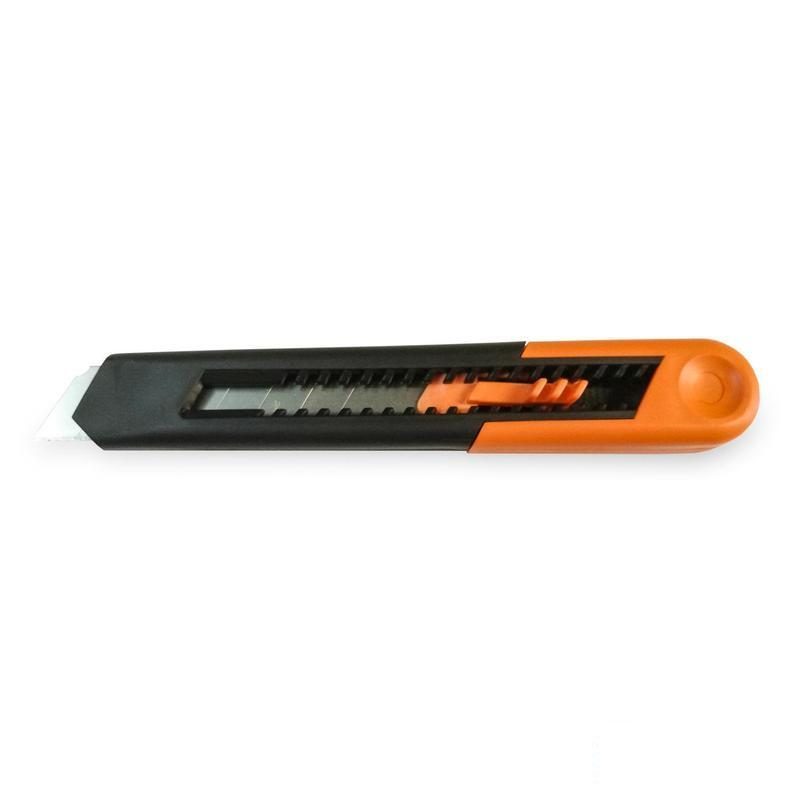 Нож канцелярский 18мм Альфа, фиксатор, оранжевый