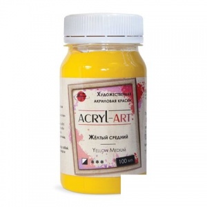 Краска акриловая художественная ТАИР "Акрил-Арт", баночка 100мл, жёлтый средний (0201013)