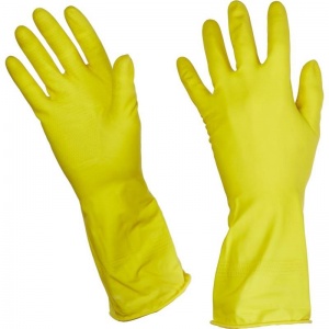 Перчатки резиновые Paclan Practi Universal, с хлопковым напылением, размер 7 (S), желтые, 1 пара (407116/407600), 10 уп.