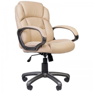Кресло руководителя Easy Chair 681 TPU, кожзам бежевый/серый, пластик черный