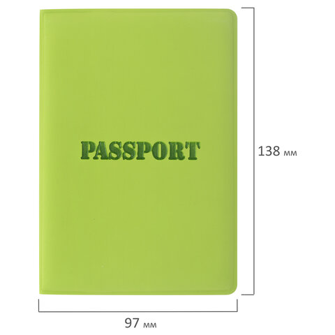 Обложка для паспорта Staff, мягкий полиуретан, тиснение &quot;Паспорт&quot;, салатовая, 5шт. (237607)