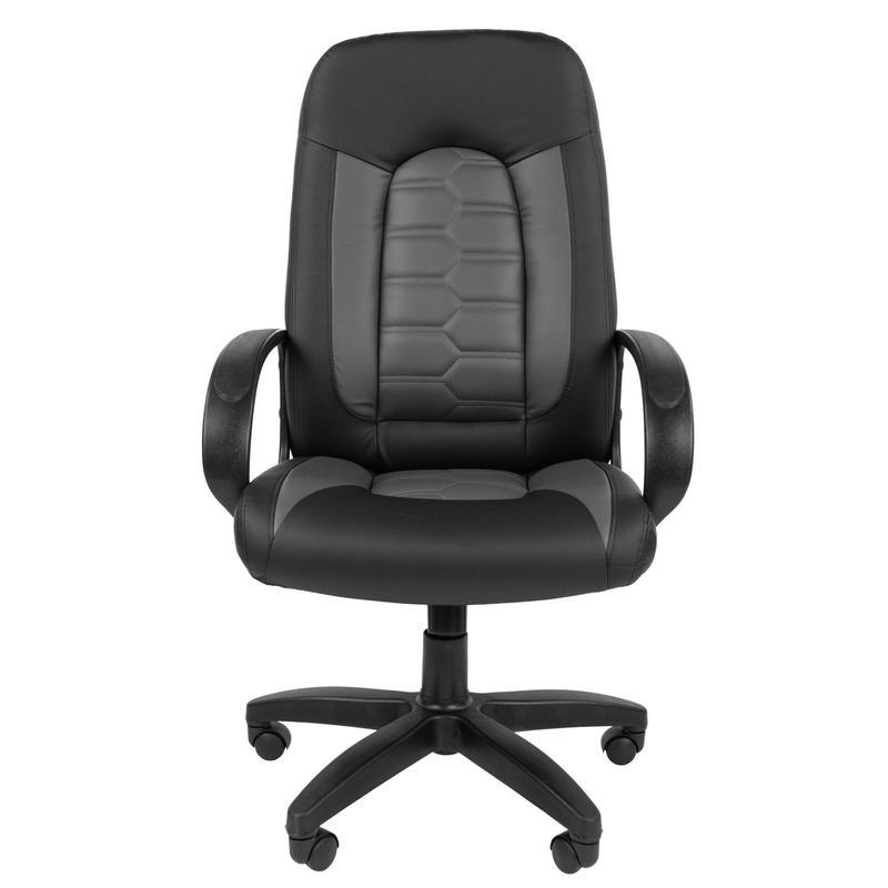 Кресло руководителя EChair 683 TPU, экокожа черно-серая, пластик
