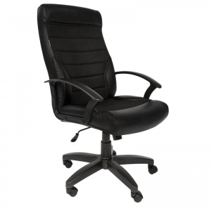 Кресло руководителя Easy Chair 639 TPU, экокожа/ткань черная, пластик