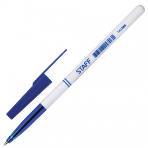 Ручка шариковая Staff Офисная (0.35мм, синий цвет чернил, корпус белый) 100шт. (142286)