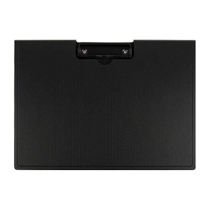 Папка-планшет с крышкой inФОРМАТ (А4, до 70 листов, пластик, с зажимом) черный горизонтальный