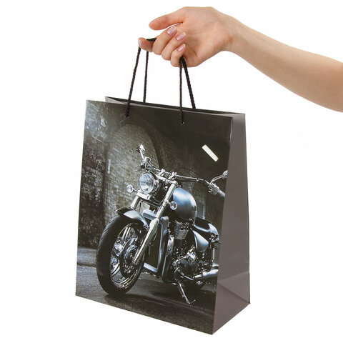 Пакет подарочный 26x12,7x32,4см Золотая Сказка &quot;Мотоцикл&quot;, ламинированный, 12шт. (606589)