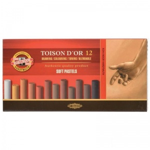 Пастель сухая 12 цветов Koh-I-Noor Toison D'or Soft Brown line, картонная упаковка (8522012002BR)