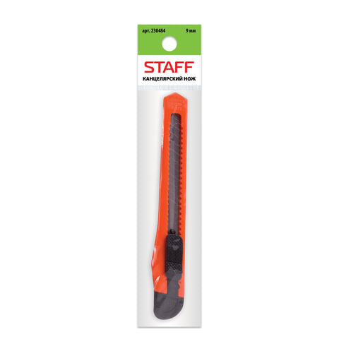Нож канцелярский 9мм Staff, фиксатор (230484), 12шт.