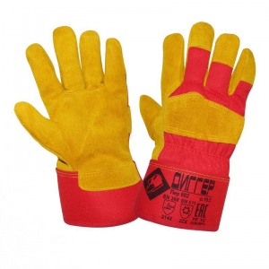 Перчатки защитные спилковые Диггер, комбинированные, размер 10.5, красные/желтые, 1 пара