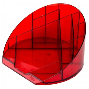 Подставка для канцелярских принадлежностей Attache Яркий офис, 12 отделений, прозрачная красная