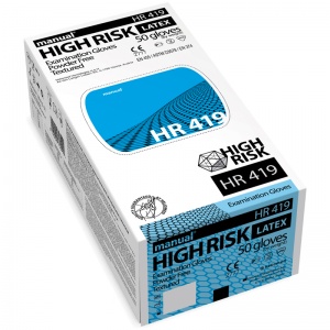 Перчатки одноразовые латексные смотровые Manual High Risk HR419, особо прочные, размер XL, 25 пар в упаковке (HR419-04)
