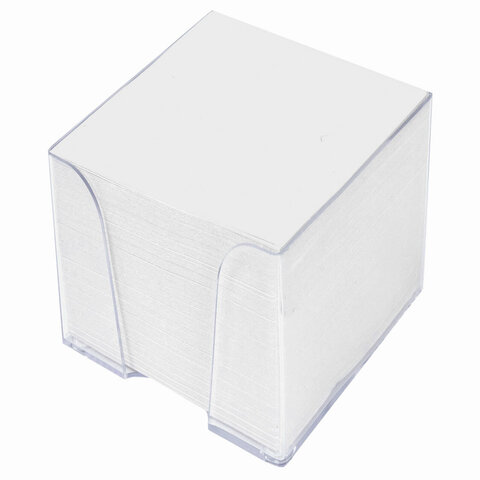 Блок-кубик для записей Staff, 90x90x90мм, белый, белизна 90-92%, прозрачный бокс (129201), 12шт.