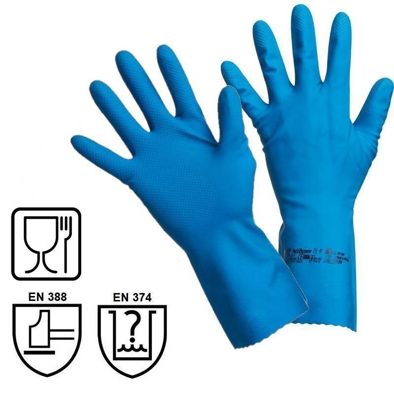Перчатки латексные Vileda MultiPurpose, синие, размер 7 (S), 1 пара (100752)