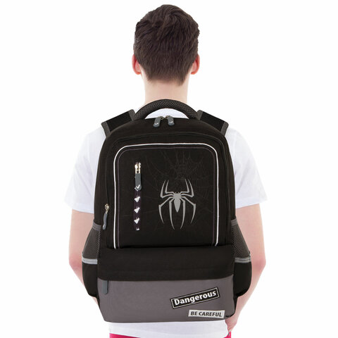 Рюкзак школьный Brauberg Star Spider, черный, 40х29х13см (229978)
