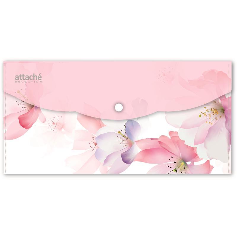 Папка-конверт на кнопке Attache Selection Flower Dreams (евро, 232х115мм, 180мкм) 6шт.